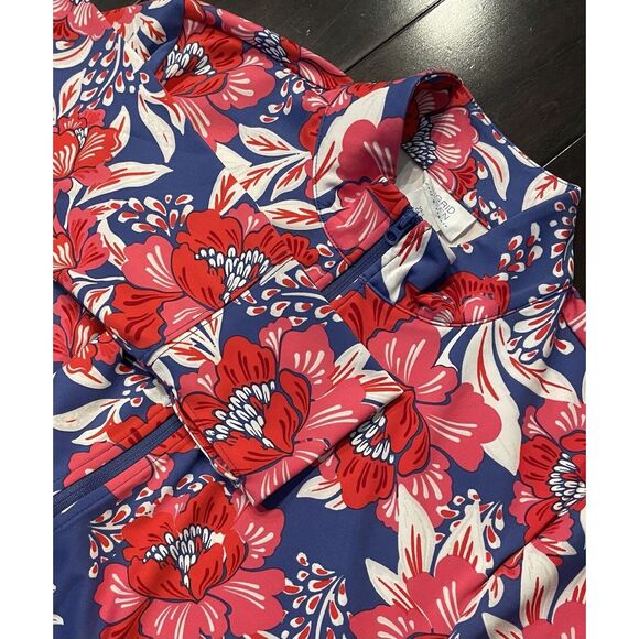 Sigrid Olsen Full Zip Activewear Jacket Floral Size Lg NWT UPF 50 Thumb Hole - Picture 2 of 9